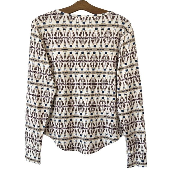 Tasha Polizzi Kennedy Henley Shirt Women M Cashmere Blanket Print Southwest NEW - Picture 2 of 7